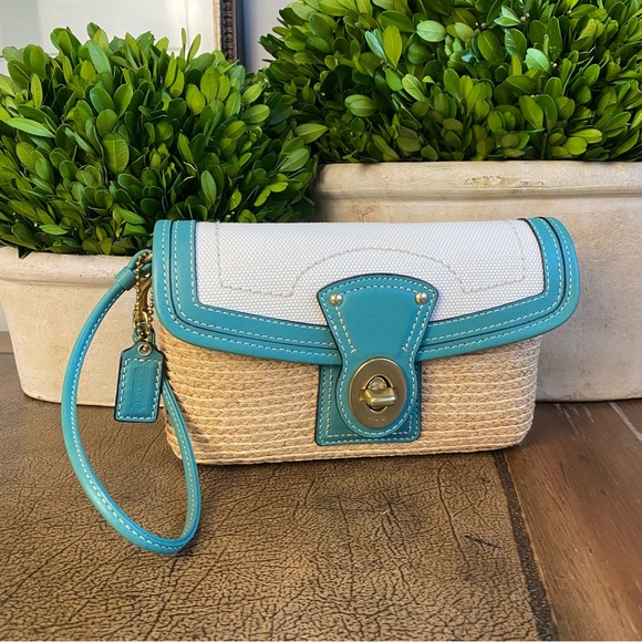 Coach Legacy Y2K Teal Woven Clutch Wallet - Picture 12 of 12